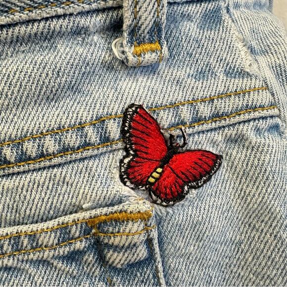 Vintage 90s JG Hook denim jean mom shorts butterfly patches 100% cotton size 14 - Picture 8 of 15
